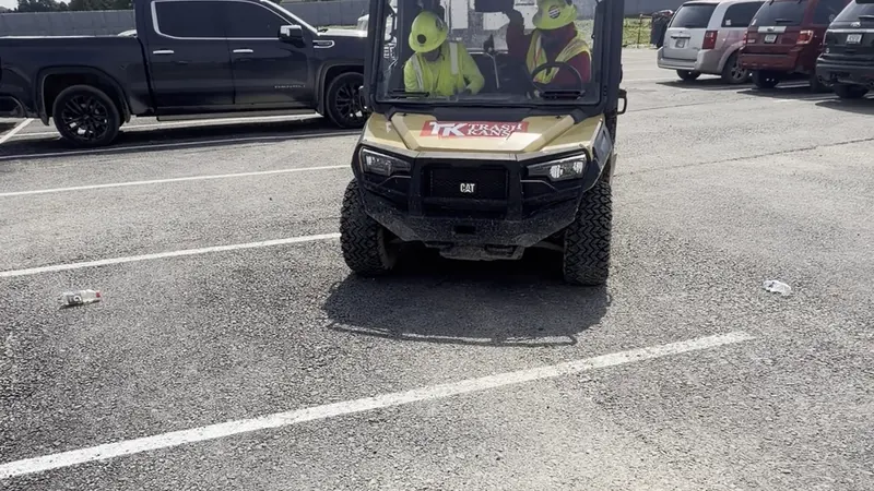 A Star City Environmental site vehicle working across a commercial parking lot.