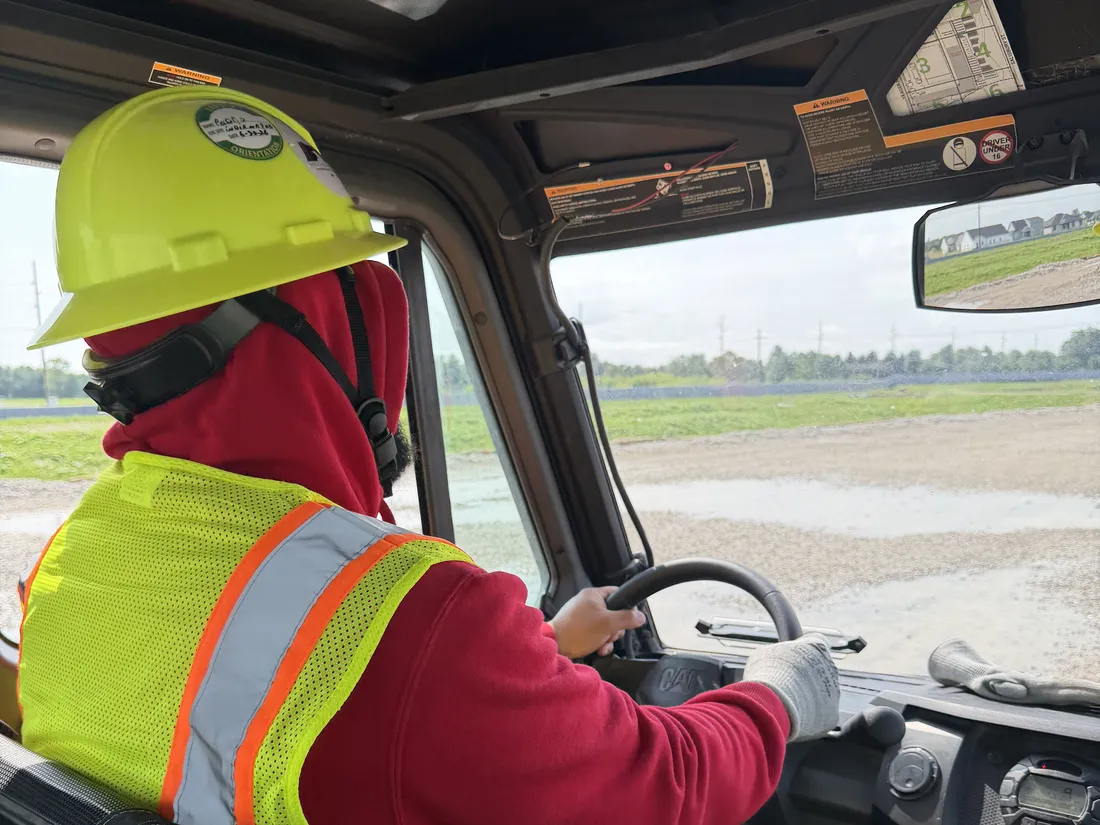 View across an active site from the cab of a Star City Environmental vehicle.